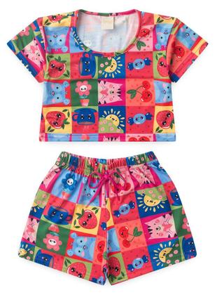 Imagem de Conjunto Verão Menina Pink Cropped e Shorts com Cadarço Mix de Fofura