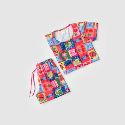 Imagem de Conjunto Verão Menina Pink Cropped e Shorts com Cadarço Mix de Fofura