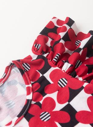 Imagem de Conjunto Verão Menina Preto Cropped com Babado e Shorts Flores