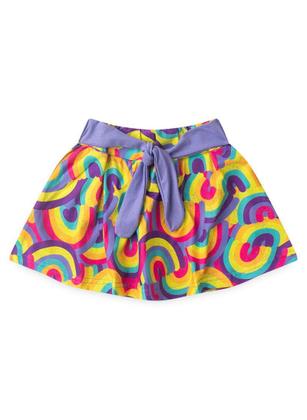 Imagem de Conjunto Verão Menina Roxo Cropped um Ombro e Shorts Saia com Faixa