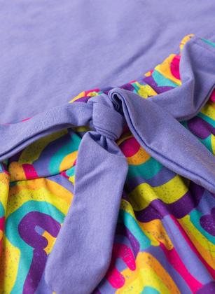 Imagem de Conjunto Verão Menina Roxo Cropped um Ombro e Shorts Saia com Faixa