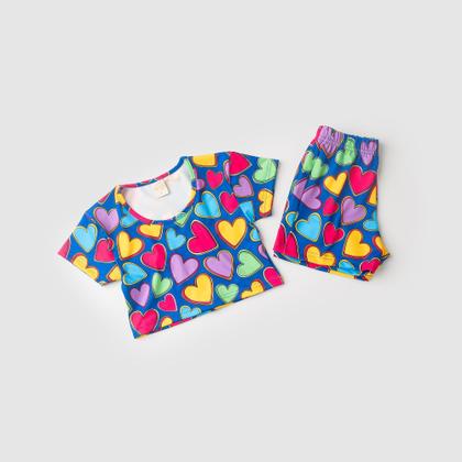 Imagem de Conjunto Verão Menina Royal Cropped e Shorts com Cadarço Corações