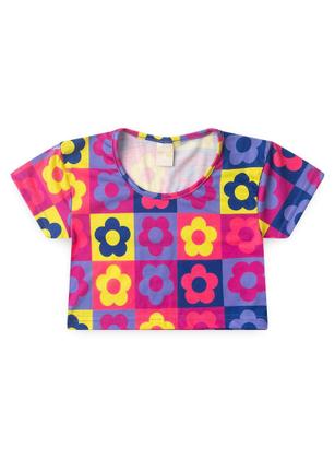 Imagem de Conjunto Verão Menina Tulipa Cropped e Shorts Com Cadarço Florzinhas