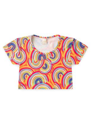 Imagem de Conjunto Verão Menina Vitamina Cropped e Shorts com Cadarço Arco Íris Retrô