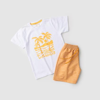 Imagem de Conjunto Verão Menino Branco Camiseta e Bermuda com Cadarço Los Angeles