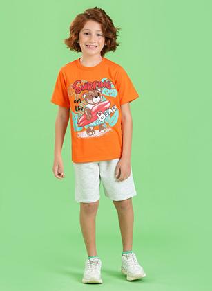 Imagem de Conjunto Verão Menino Infantil Vitamina Camiseta e Bermuda Surfing