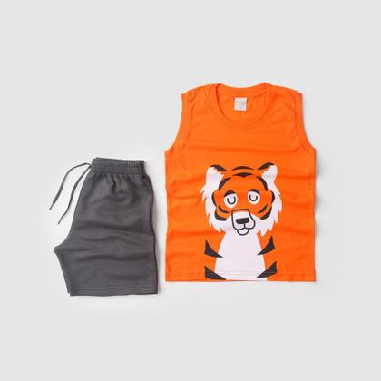 Imagem de Conjunto Verão Menino Laranja Regata e Bermuda Tigre