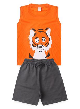 Imagem de Conjunto Verão Menino Laranja Regata e Bermuda Tigre