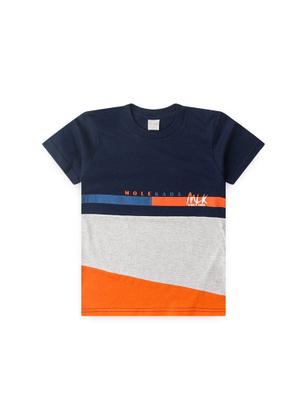 Imagem de Conjunto Verão Menino Marinho Camiseta com Recorte e Bermuda Molekada