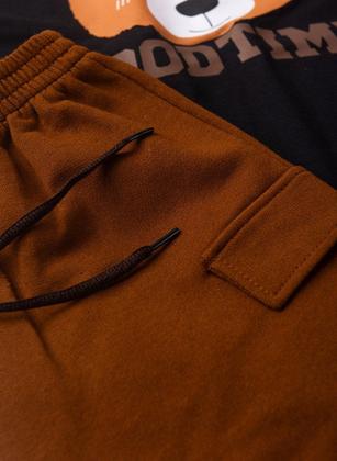 Imagem de Conjunto Verão Menino Preto Camiseta e Bermuda Com Lapela Urso