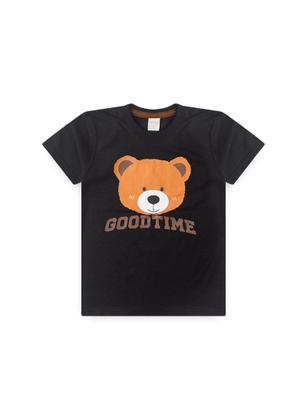 Imagem de Conjunto Verão Menino Preto Camiseta e Bermuda Com Lapela Urso