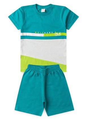 Imagem de Conjunto Verão Menino Verde Camiseta com Recorte e Bermuda Molekada