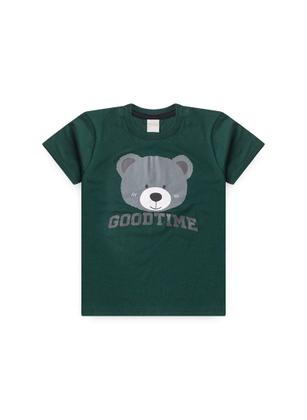 Imagem de Conjunto Verão Menino Verde Camiseta e Bermuda Com Lapela Urso