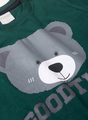 Imagem de Conjunto Verão Menino Verde Camiseta e Bermuda Com Lapela Urso