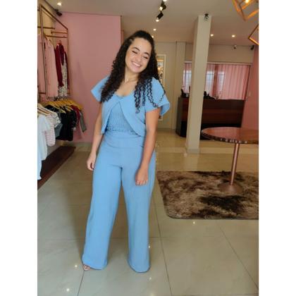 Imagem de Conjunto Viagem  Blusa aberta com faixa em lastex e Calça Pantalona