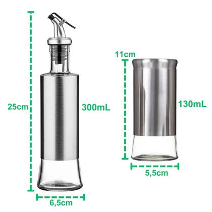 Imagem de Conjunto Vidro Inox Galheteiro e Utensílios 7 Peças