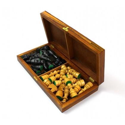 Imagem de Conjunto Xadrez com Tabuleiro Estojo Madeira Rei 6,5 cm