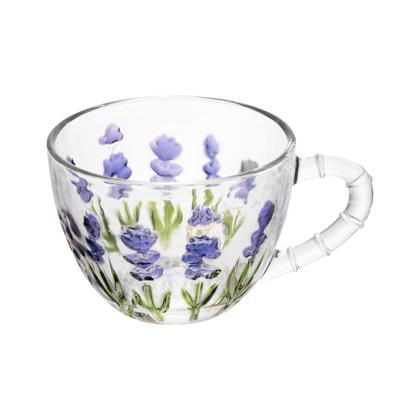 Imagem de Conjunto Xícaras Lavanda Com Pires De Vidro Chá 220ml Calé