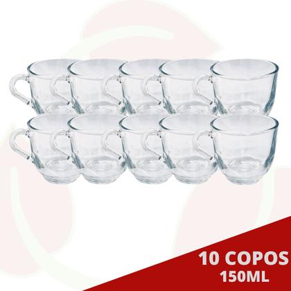 Imagem de Conjunto Xicaras Linha Cha Cafe Vidro 150Ml Resistente - 10 UN