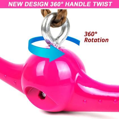 Imagem de Conjunto YAMIPROBI Ninja-Twister Swing Spins: acessórios Slackline  Brinquedos Twist-Spin Flips com alça de 360 Activate Ninja Powers  Acessórios Ninja Warrior  Brinquedos infantis Ninja Hang para playground e quintal, rosa