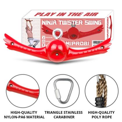 Imagem de Conjunto YAMIPROBI Ninja-Twister Swing Spins: acessórios Slackline  Brinquedos Twist-Spin Flips com alça de 360 Activate Ninja Powers  Acessórios Ninja Warrior  Brinquedos infantis Ninja Hang para playground e quintal, vermelhos