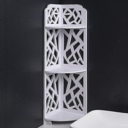 Imagem de Conjuntos de acessórios de banheiro prateleira de três camadas do chão ao teto para banheiros domésticos rack de armazenamento montado no chão para banheiro