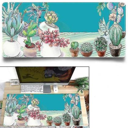 Imagem de Conjuntos de acessórios de computador transferência de calor de escritório bonito mouse pad tapete de mesa cor: sistema de vaso de flores 800x300x3mm