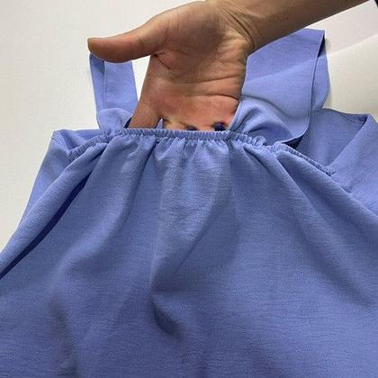Imagem de Conjuntos Femininos Blusa Shorts Alfaiataria Blogueira Verão Azul