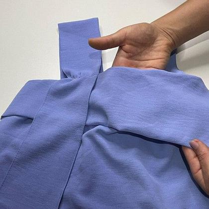 Imagem de Conjuntos Femininos Blusa Shorts Alfaiataria Blogueira Verão Azul