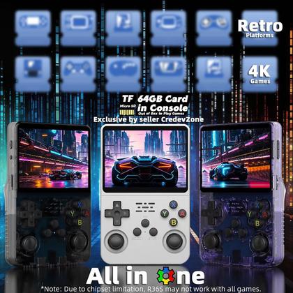 Imagem de Consola de jogos portátil R36S Retro de 3,5 polegadas e mais de 15.000 jogos 32 GB+64 GB