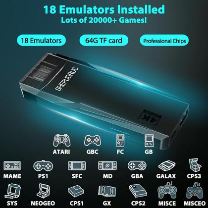Imagem de Consola de jogos retro sem fio SHEPUDRUC com mais de 20000 jogos de 64 GB