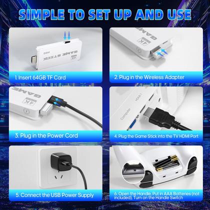 Imagem de Consola de jogos retro Xiskt Retro Game Stick 4K com mais de 20000 jogos