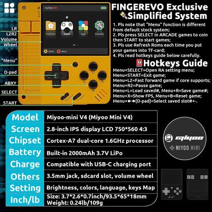 Consola Portátil Miyoo Mini V4 - Tela IPS de 2,8 Polegadas