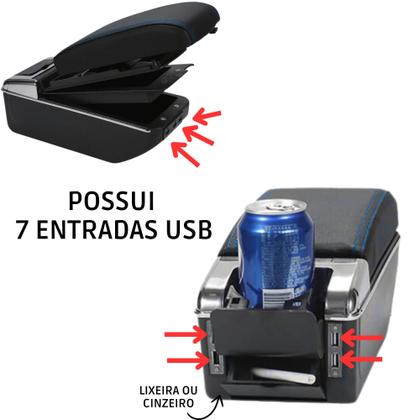 Imagem de Console Apoio De Braço Universal Veicular Entrada Usb Azul