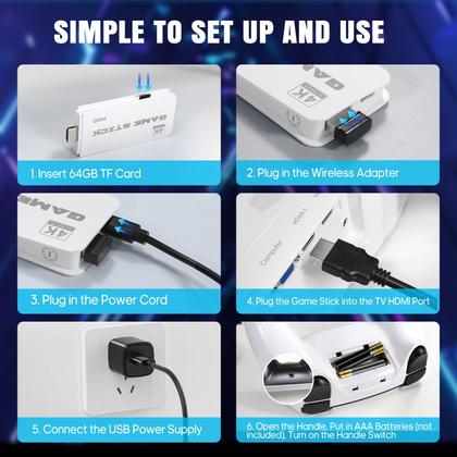 Imagem de Console de jogos retrô Stick WDYQJE com jogos 4K HDMI 20000+