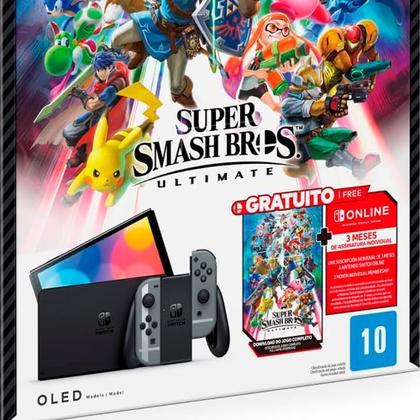Console Nintendo Switch Oled 64GB Cinza Edição Especial Jogo Super