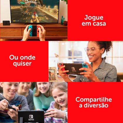 Imagem de Console Nintendo Switch V2 com 1 Controle Joy-Con vermelho e Azul + Mario Kart 8 (download completo) + 3 Meses Assinatura, HDBSKABSA  NINTENDO