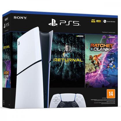 Imagem de Console PlayStation 5 Slim Digital Edition Branco + Returnal e Ratchet e Clank + Controle Sem Fio Dualsense Branco