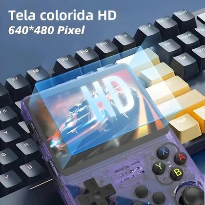 Imagem de Console Portátil Retrô R36S - 64GB, Sistema Linux, Tela IPS