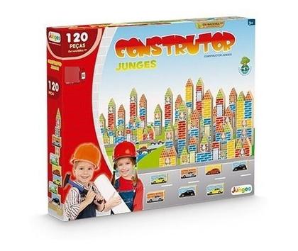 Imagem de Construtor 120 Pçs Blocos De Montar Mdf Brinquedo Junges 712