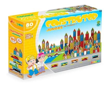 Imagem de Construtor 80 Peças Madeira Brinquedo De Montar Infantil Engenheiro 711 Junges