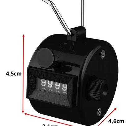 Imagem de Contador Estatístico Manual 4 Dígitos Analógico Contagem Preto