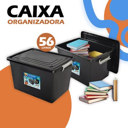 Imagem de Container Caixa Organizador Grande Com Tampa C Trava 56L - Brinquedos Livros Ferramentas