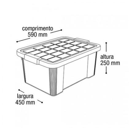 Imagem de Container Organizador com Tampa Empilhável Preto 40 Litros Arqplast