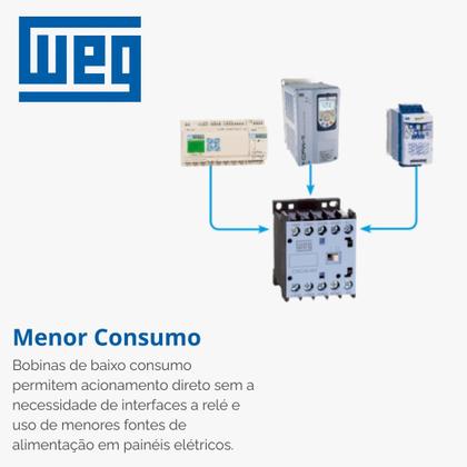 Imagem de Contator Mini Weg 1NA 10A 220V CWC016 Tripolar 60Hz