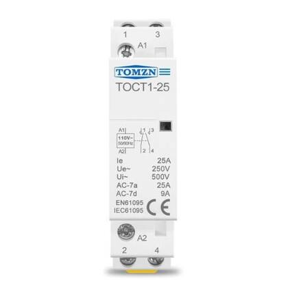 Imagem de Contator Modular 25A 1 Polo NA 1 Polo NF TOMZN TOCT1-25 110V