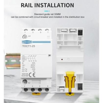 Imagem de Contator Modular 25A 4 Polos NA TOMZN TOCT1-25 110V