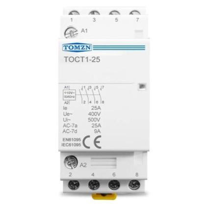 Imagem de Contator Modular 25A 4 Polos NA TOMZN TOCT1-25 110V