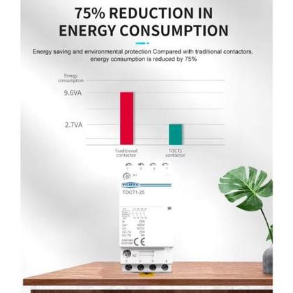 Imagem de Contator Modular 25A 4 Polos NA TOMZN TOCT1-25 110V