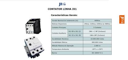 Imagem de CONTATOR TRIPOLAR JX1B 16A 127VCA AUXILIARES 2NA+2NF (Carga máxima 9A)